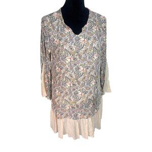 Paisley Vine Boho Tunic Retro Fairy Core Gypsy Style Long Bell Sleeve Top Oversi
